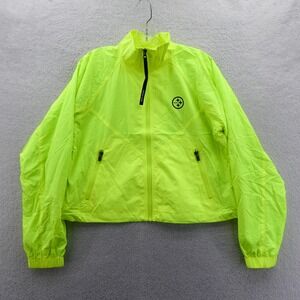 DKNY Sport Jacket Womens Small Pittsburgh Steelers Neon Yellow Windbreaker Zip